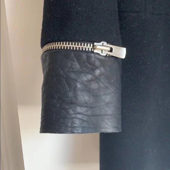 Maje Wool/Cashmere Leather Trim Coat